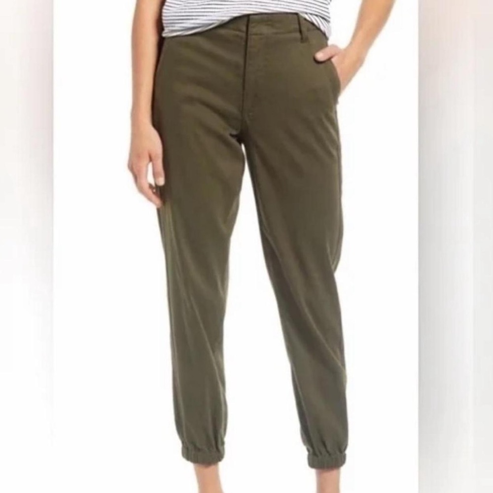 Kut From the Kloth Olive Green Minimalist Frida Cropped Jogger Streetwear Pants